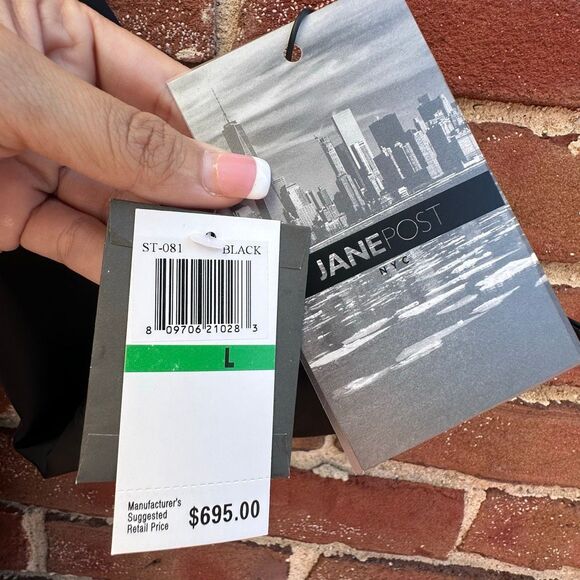 Jane Post $695 Iconic Princess Rain Slicker jacket black womens large NWT - Picture 4 of 8